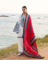 Unstitched 3-PC Embroidered Cotton Silk Dupatta By Jugnu | Tawi